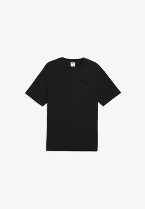 Zwart Puma T-shirt met korte mouwen, ronde hals en een subtiel Puma-logo op de linkerborst.