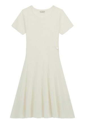 FIT AND FLARE - Stickad klänning - creme