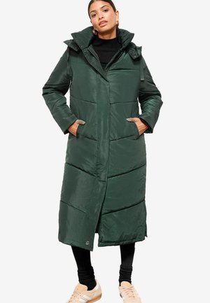 REGULAR FIT - LONG LINE HOODED PADDED - Zimný kabát - green