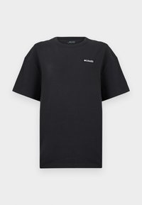 Μαύρο κοντομάνικο T-shirt Columbia Sportswear με στρογγυλή λαιμόκοψη και μικρό λευκό λογότυπο στο αριστερό στήθος.