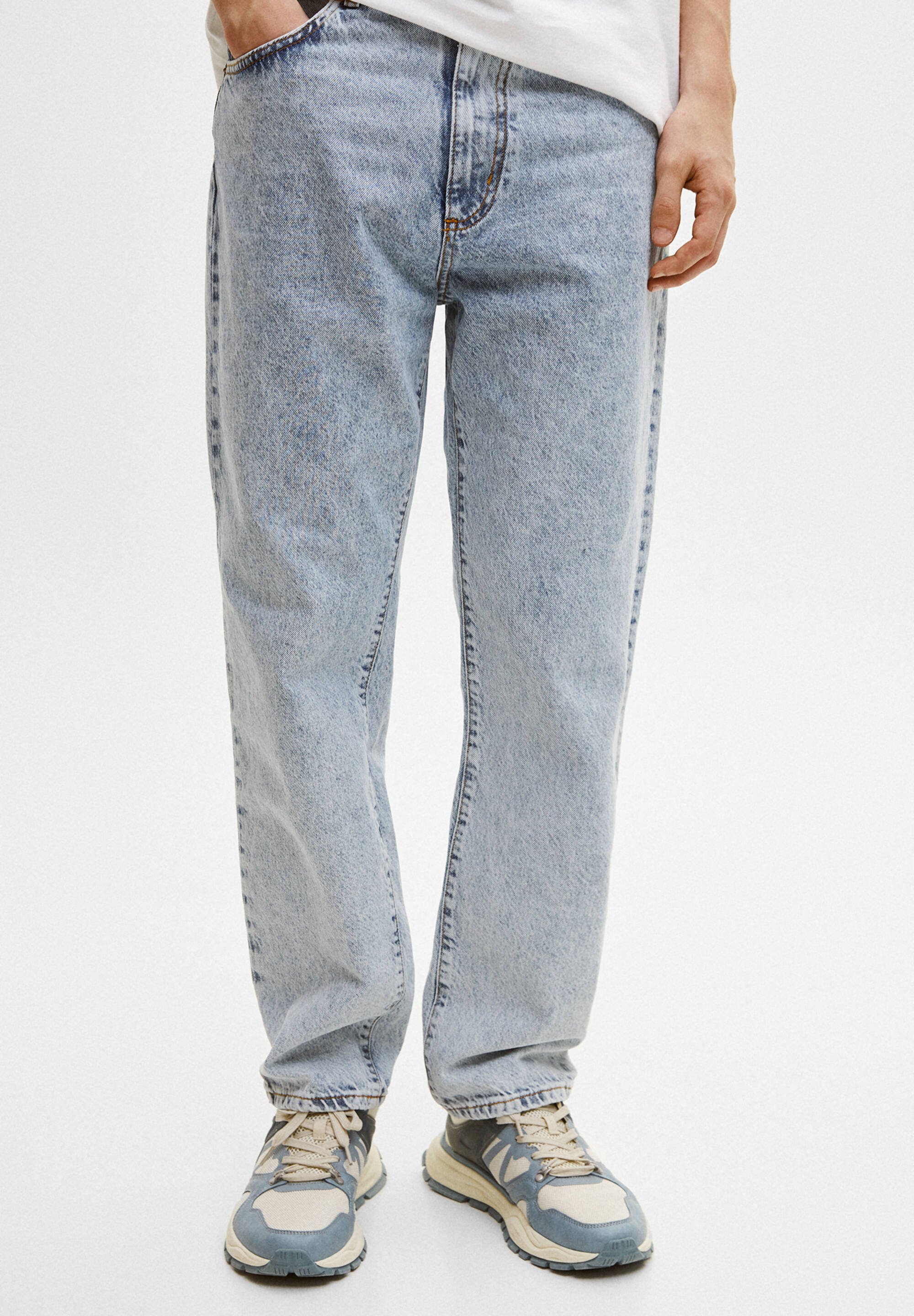 Straight leg jeans - mottled light blue 