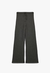 Grijze, geribbelde wijde broek met een drawstring tailleband, met een zachte textuur en een rechte pasvorm van heup tot zoom.