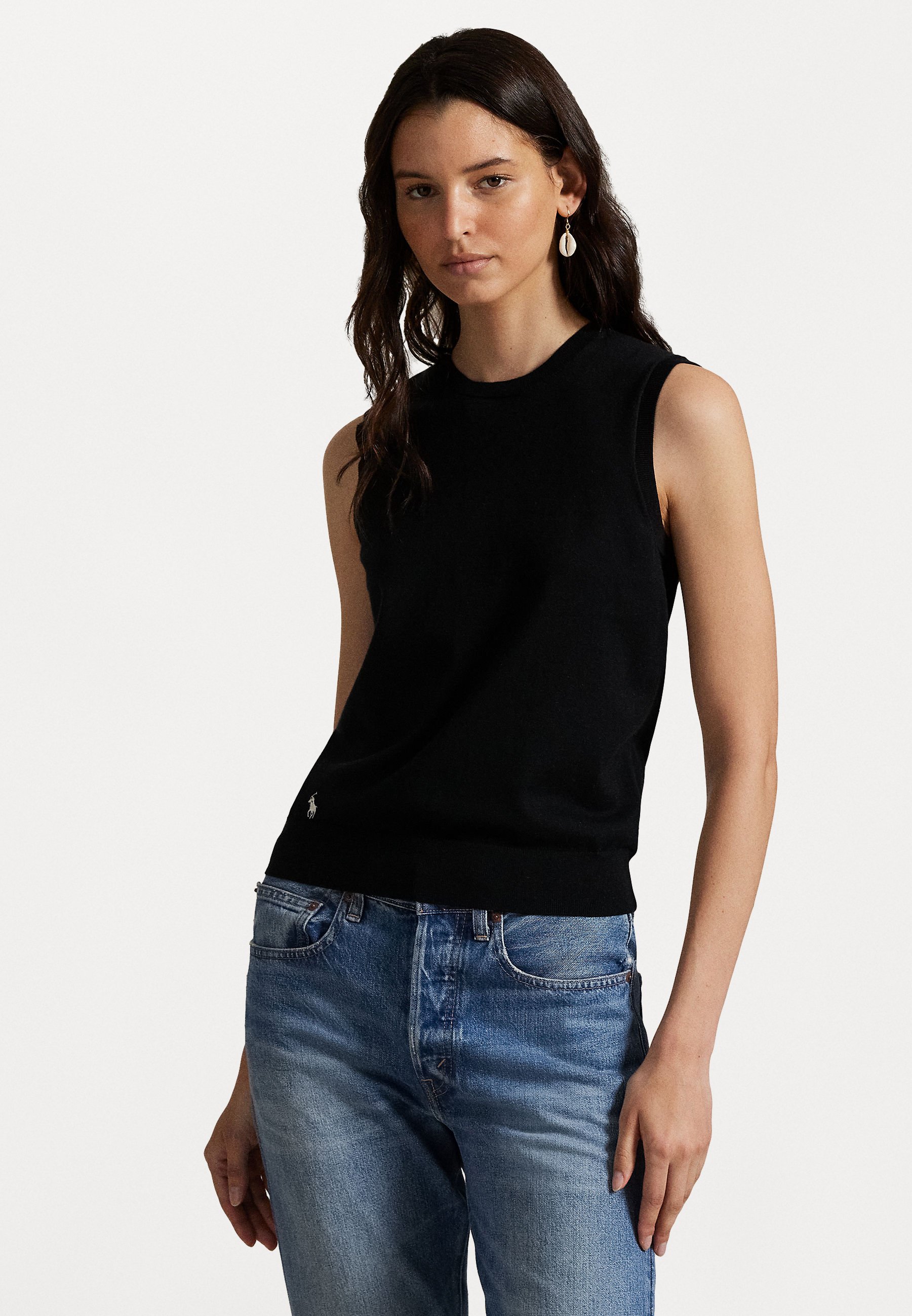 売れ筋商品|||ラルフローレン Tシャツ レディース トップス SLEEVELESS CREWNECK SWEATER - Top - black Polo Ralph Lauren SLEEVELESS CREWNECK SWEATER - Top - black