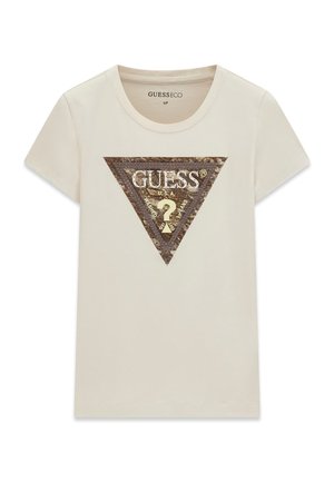 Guess, SS CN SNAKE TRIANGLE TEE - T-shirt con stampa - creme