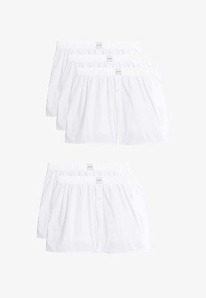 Hvide bomuldsboxershorts med elastisk talje, med frontknaplukninger. Pakke med fire, glat tekstur og enkelt design.