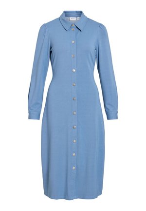 VILA, Midi VICHANIA Long sleeved - Skjortekjole - light blue denim