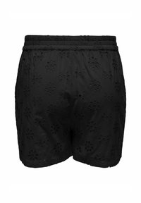 Crne kratke hlače s izvezenim cvjetnim uzorkom, elastičnim pojasom i mekanom teksturom. Kratki, slobodni kroj dizajniran za udobnost.