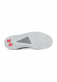 Shoe sole in gray rubber with textured grooves. Features black accents, a red logo, and a label reading "TRIBASE."