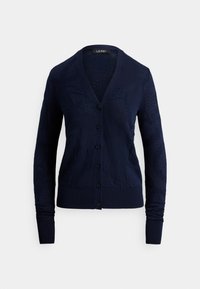 BELTING-MOTIF V-NECK CARDIGAN - Kardigan - navy
