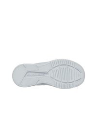 Suola in gomma bianca con un motivo di trazione testurizzato. Presenta il marchio "Skechers" di lato. Il design enfatizza la presa e la durabilità.