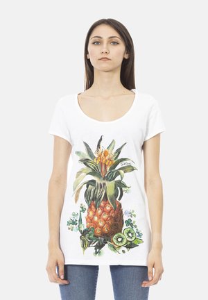 T-shirt print - white and orange