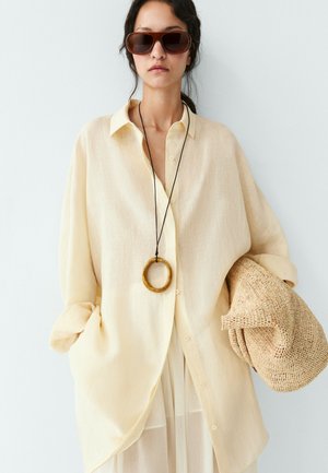 Massimo Dutti, 100% LINEN SHORT SHIRT DRESS - Chemisier - yellow