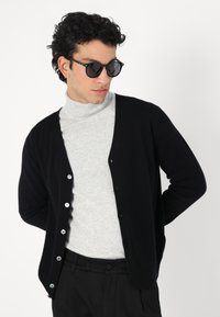 pure cashmere MEN V NECK CARDIGAN - Kardigan - black