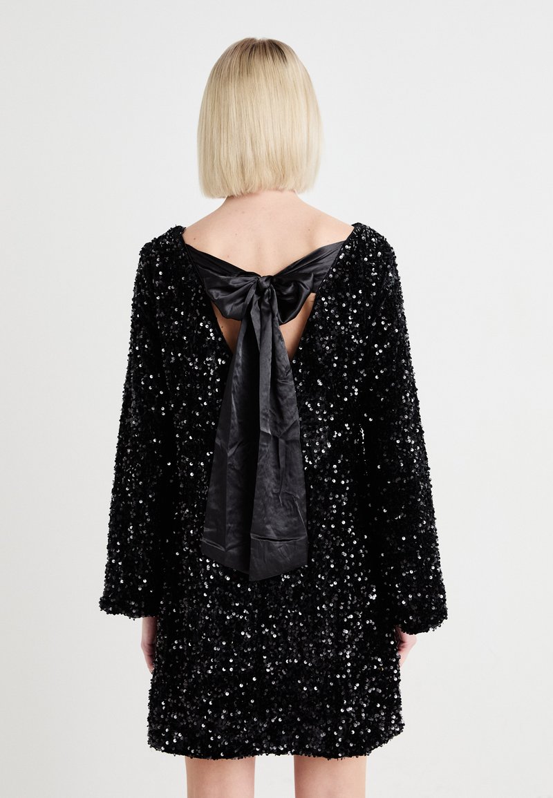 vero moda black sequin dress Vero Moda - Textured Sequin Bow Back Mini Dress - Women - Polyester - M