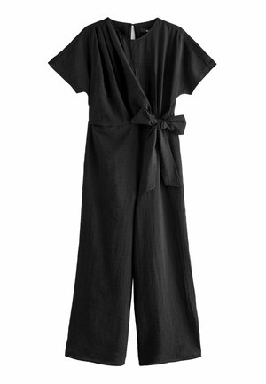 REGULAR FIT TIE DETAIL  - Jumpsuit - black textured