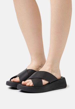 FLATFORM CROSS SLIDES - Muiltjes met hak - black