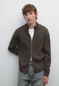 Massimo Dutti HIGH COLLAR WITH ZIP - Kardigan - mottled dark grey