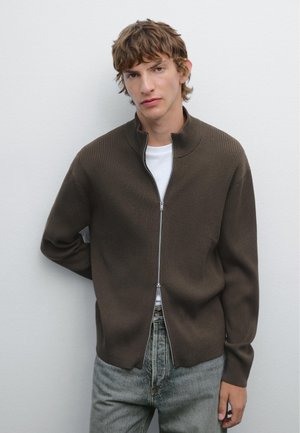 Massimo Dutti HIGH COLLAR WITH ZIP - Cardigan - mottled dark grey