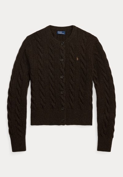 Polo Ralph Lauren CABLE KNIT WOOL CASHMERE CARDIGAN - Gilet - dark brown