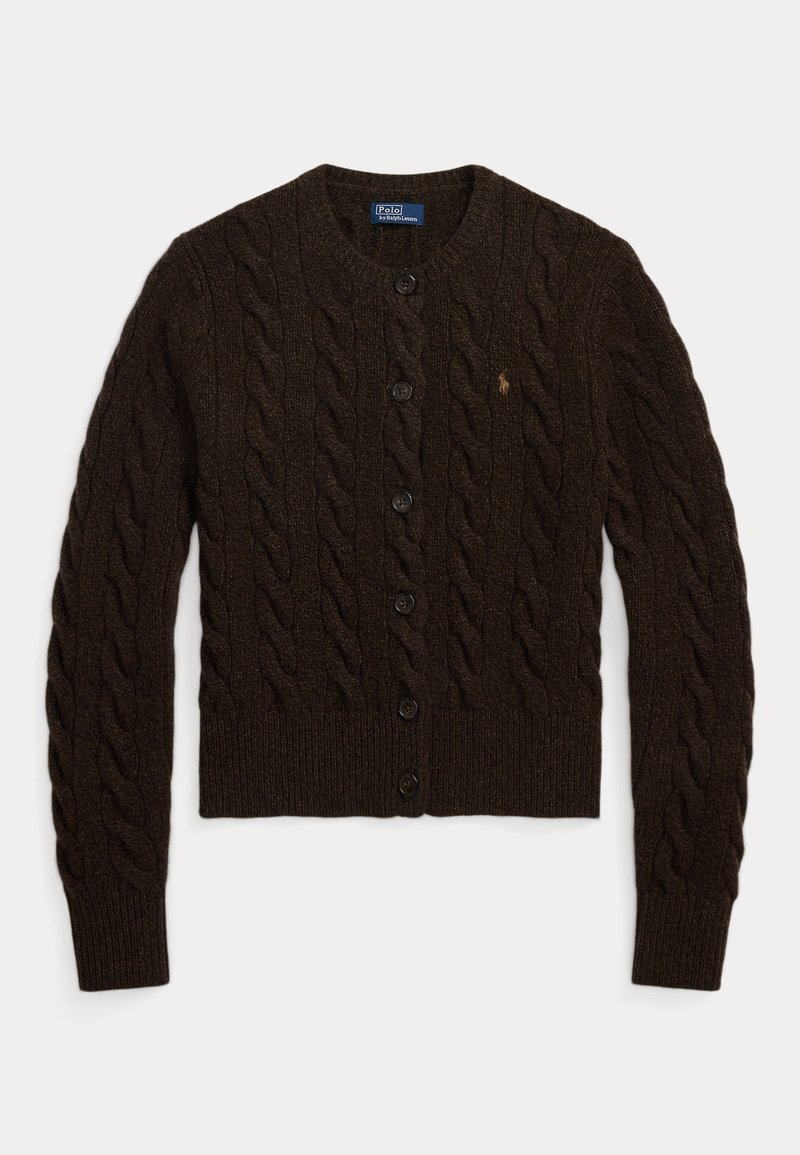 Polo Ralph Lauren CABLE KNIT WOOL CASHMERE CARDIGAN - Neuletakki - dark brown