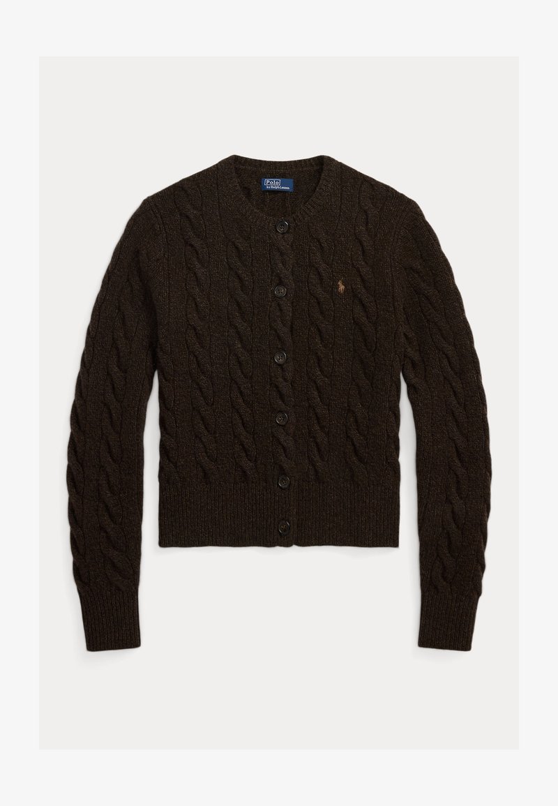 Polo Ralph Lauren CABLE KNIT WOOL CASHMERE CARDIGAN - Cardigan - dark brown