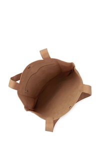 Borsa a tracolla color tan con un interno spazioso dotato di tasca con cerniera, manici robusti e una texture liscia.