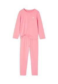 Pink long-sleeve top and matching pants pajamas set with a small rainbow and "It's Magic!" text on the chest.