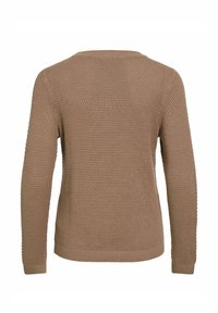 Maglione lavorato a maglia in una tonalità di marrone chiaro, con un motivo testurizzato, maniche lunghe e scollatura rotonda. Polsini e orlo a coste.