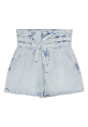 MIT GÜRTEL - Shorts di jeans - blue denim
