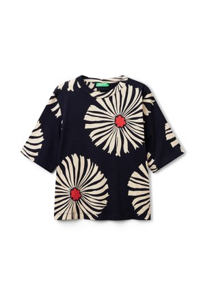 United Colors of Benetton WITH FLORAL PATTERN - Print T-shirt - blue