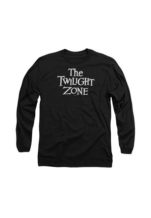 Schwarzes Langarmshirt mit "The Twilight Zone"-Schriftzug in einer abgenutzten weißen Schrift, Rundhalsausschnitt und lockerer Passform. Aus Baumwolle.