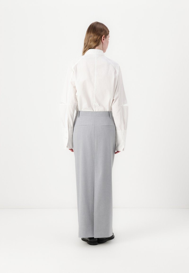 Jupe Longue Lin Eskandar Femme – Gris, Taille UK 10-12, Confort Décontracté