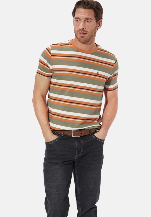 T-Shirt print - oliv gestreift