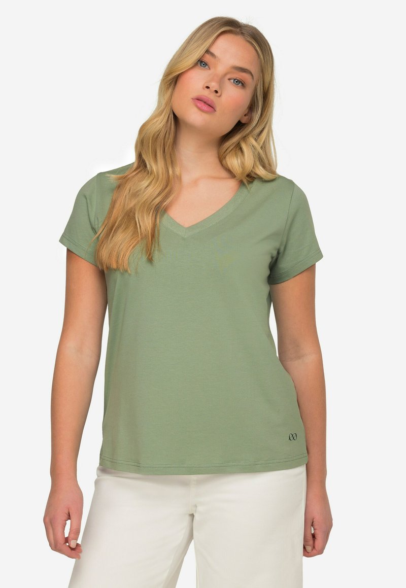 LAURASØN KLEINER KNOTEN V-AUSSCHNITT HALBARM - T-shirt basic - mint green