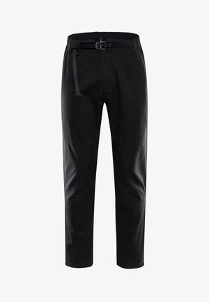 Schwarze, elastische Hose mit Gummizug und Kniestücken. Glattes Material mit lockerer Passform und schmalem Bein Design.