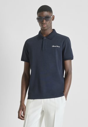 REGULAR FIT WITH ON COLLAR AND CUFFS WITH FOAM LOGO - Polo - blue/grey