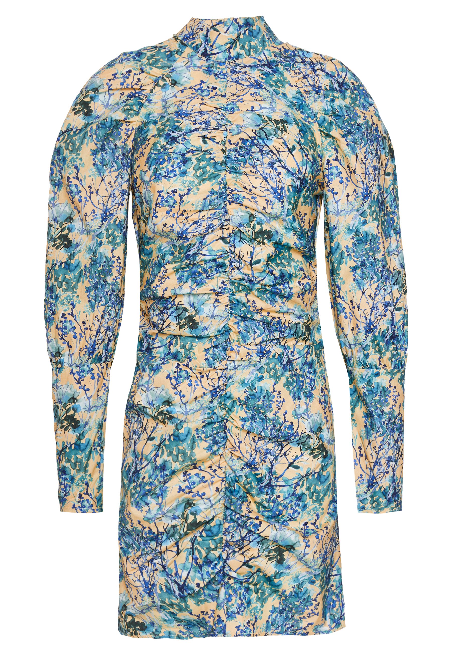NA KD HIGH NECK ELASTIC DETAIL DRESS Etuikjole yellow NA-KD HIGH NECK ELASTIC DETAIL DRESS - Etuikjole - yellow