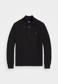 COTTON QUARTER ZIP SWEATER - Jersey de punto - black