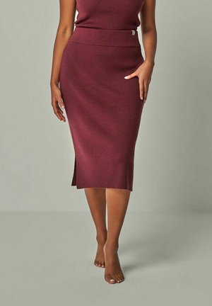 ERIKA - MERINO SKIRT IN RIB KNIT - Bleistiftrock - bordeaux