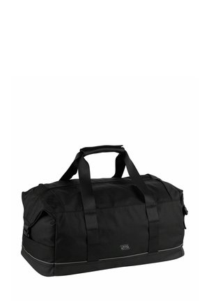 Sac de sport rectangulaire noir avec deux poignées supérieures, poches latérales et logo Camel Active au centre à l'avant.
