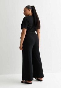 New Look Curves RIBBED WRAP - Tuta jumpsuit - black