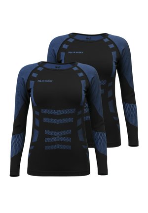 2 PACK THERMO LANGARM - Unterhemd/-shirt - blau/schwarz