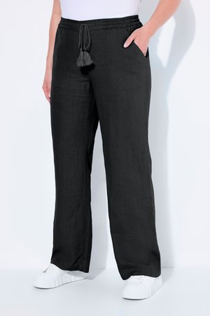 Ulla Popken, LINEN TROUSERS LONG - Pantaloni - black