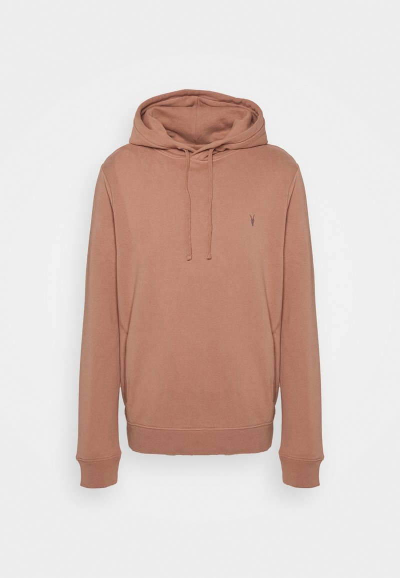 Sweat à capuche marron avec cordons et petit logo brodé sur le côté gauche de la poitrine, avec poignets et ourlet côtelés.