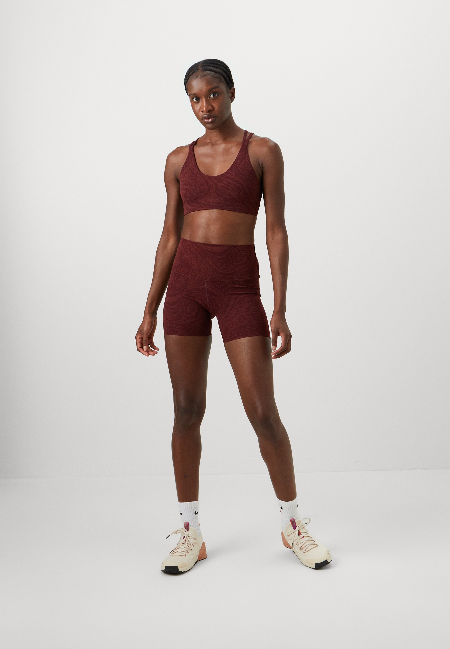 nike sweat shorts and sports bra set