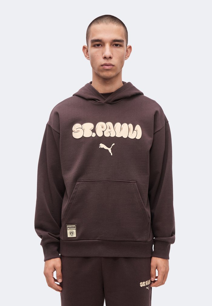 PUMA FC ST PAULI GRAPHIC HOODIE - Club wear - chocolate brown/beige