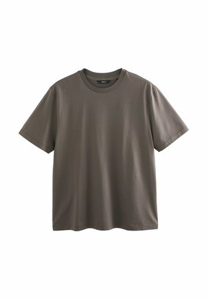 Korte mouw t-shirt in donker olijfgroen, gemaakt van zacht katoen. Heeft een klassieke ronde hals en een ontspannen pasvorm zonder grafische ontwerpen.