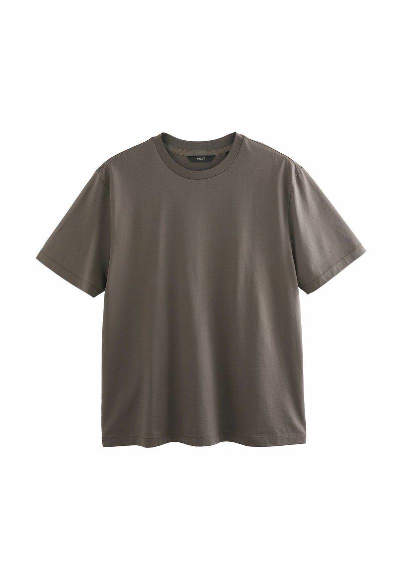 Korte mouw t-shirt in donker olijfgroen, gemaakt van zacht katoen. Heeft een klassieke ronde hals en een ontspannen pasvorm zonder grafische ontwerpen.