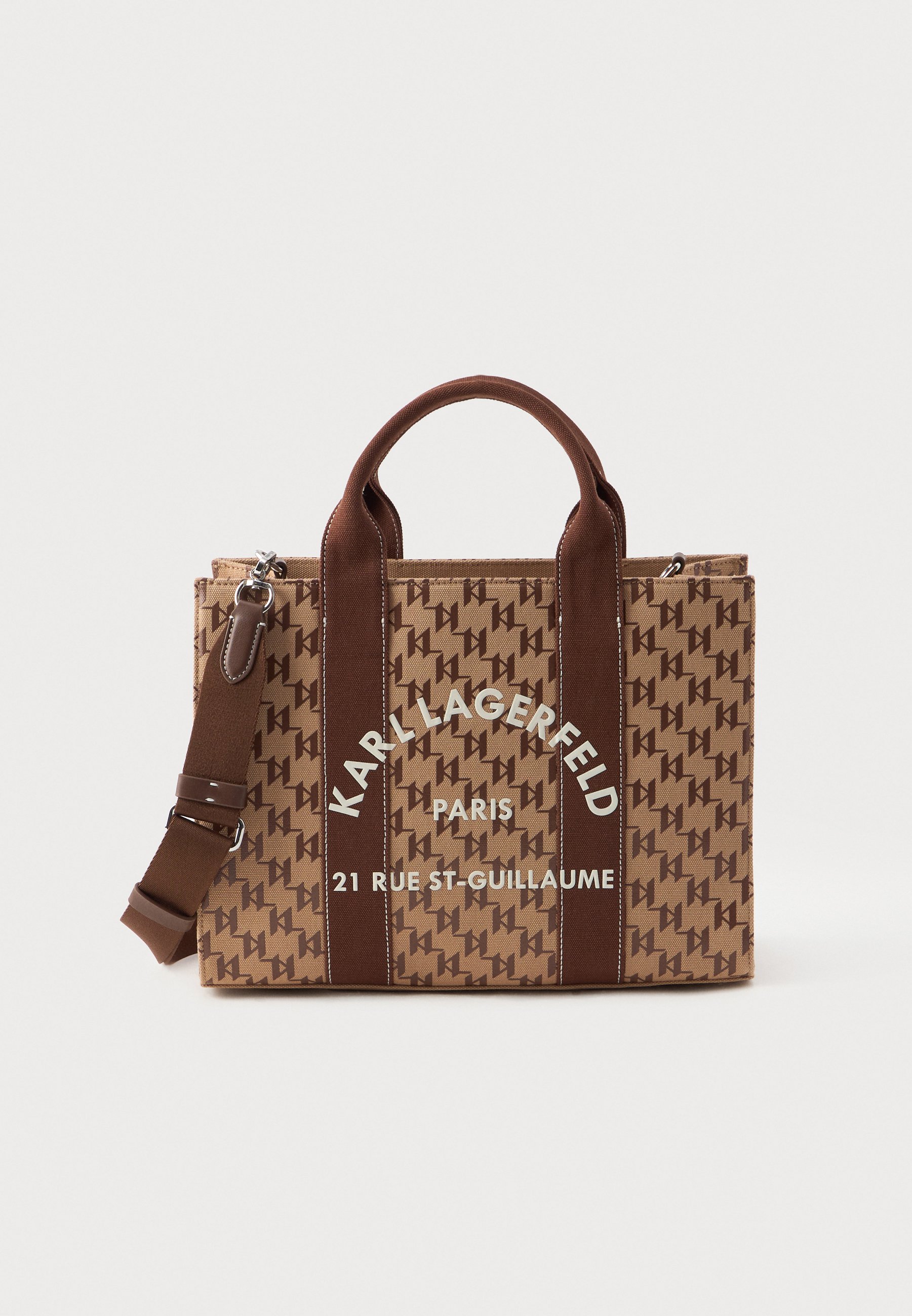 KARL LAGERFELD SQUARE MONO TOTE - Cross body bag - nougat brown