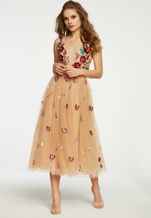 VICTORIA - Sukienka koktajlowa - beige, red